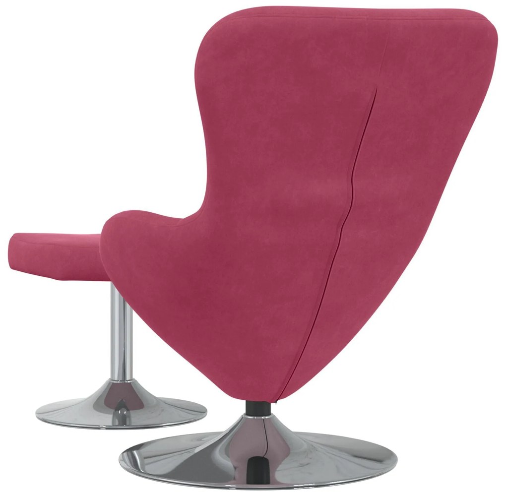 Poltrona Egg vidaXL com Puff Veludo Vermelho