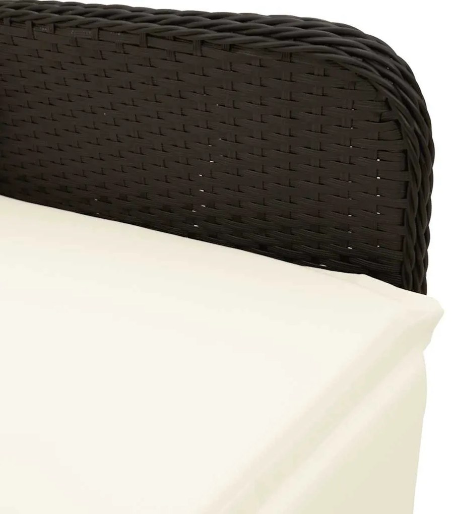 7 pcs conjunto de bistrô p/ jardim c/ almofadões vime PE preto