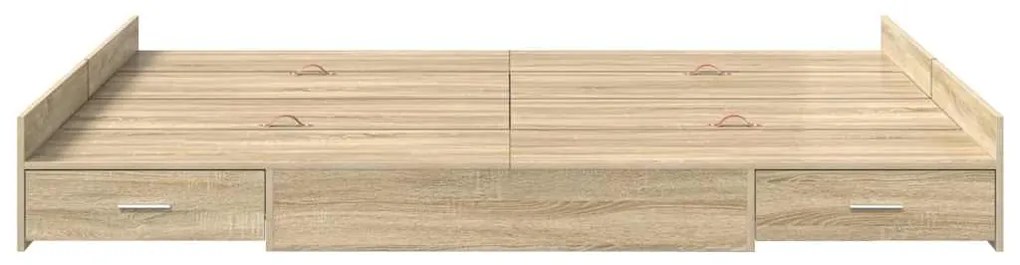 Estrado de cama com arrumação Carvalho sonoma 140 x 200 cm
