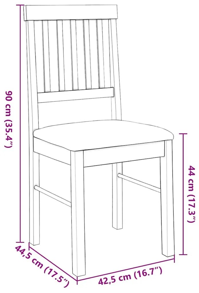 Cadeiras de jantar com almofadões 2 pcs madeira maciça castanho