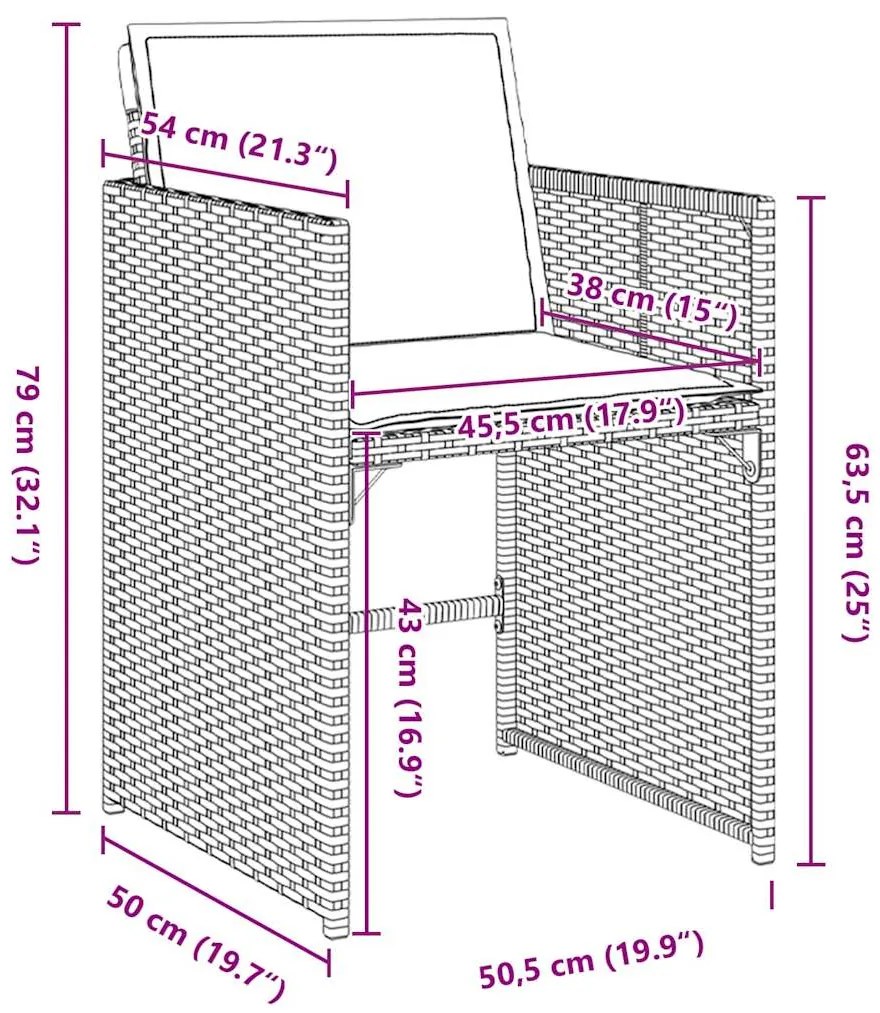 Conjunto de Jantar de Jardim com Almofadas Cinza Claro Rattan Poly