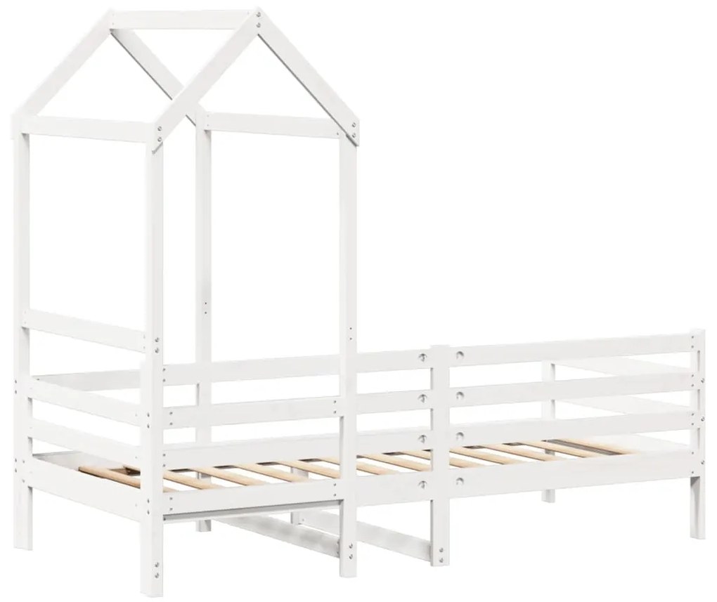 Sofá-cama com telhado 90x200 cm madeira de pinho maciça branco