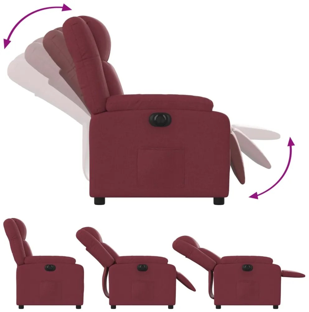 Poltrona elétrica reclinável tecido vermelho tinto