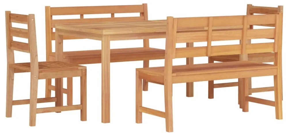 5 pcs conjunto de jantar p/ jardim madeira de teca maciça