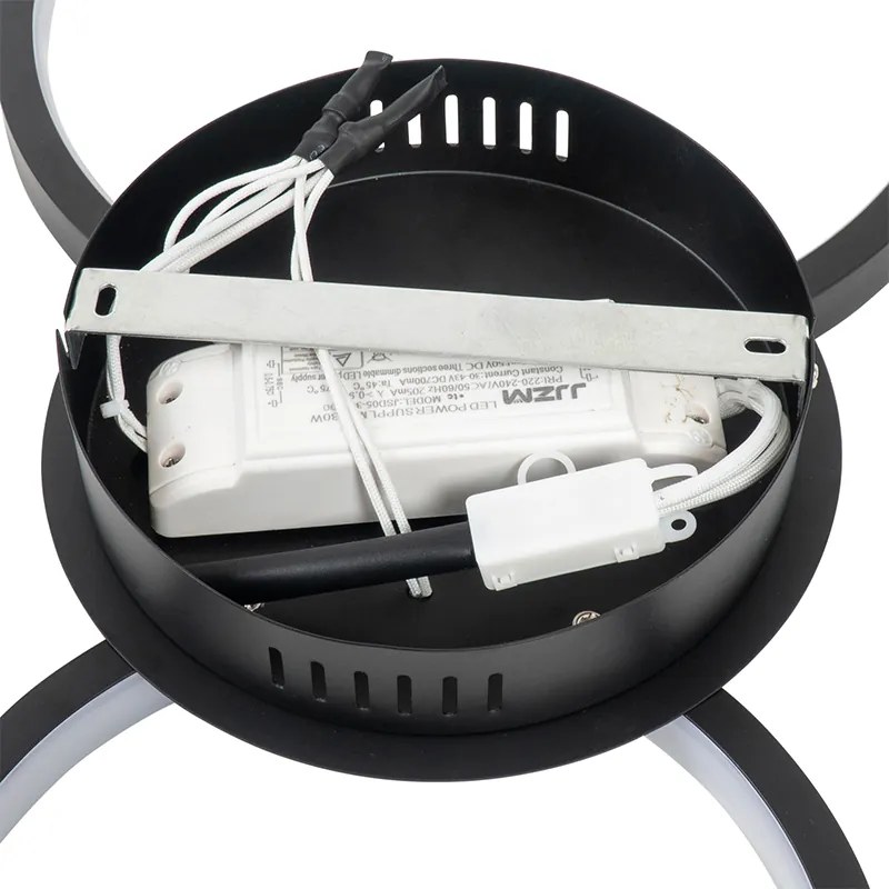 Candeeiro de teto design preto com LED integrado regulável em 3 níveis 3 luzes - Pande Design