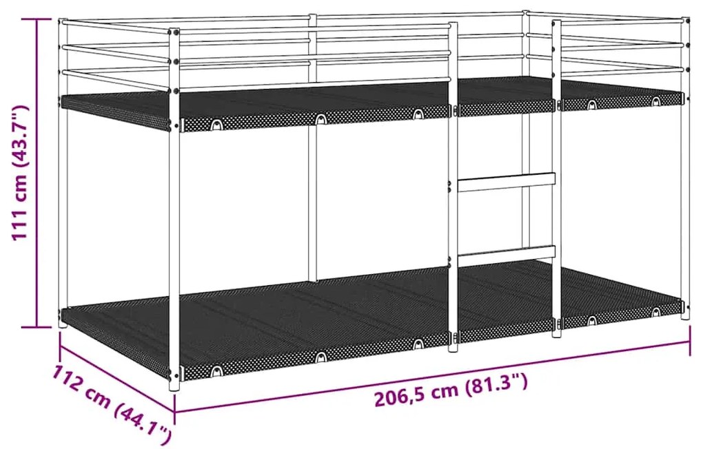 Beliche sem colchão 107x203 cm aço preto