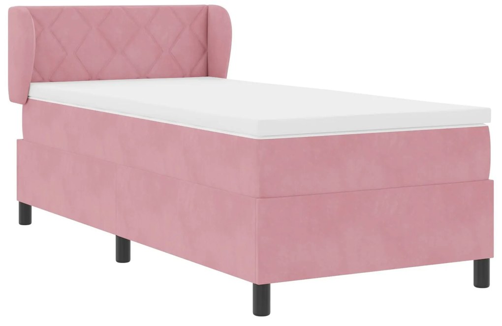 Cama Box com Colchão vidaXL Rosa 90x190 cm em Veludo