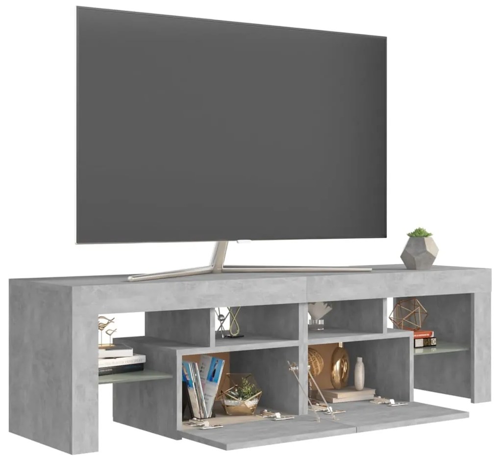 Móvel de TV com luzes LED 140x36,5x40 cm cinzento cimento