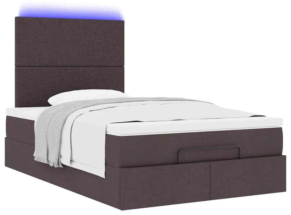 Estrutura de cama otomana com colchão 120x190cm castanho escuro