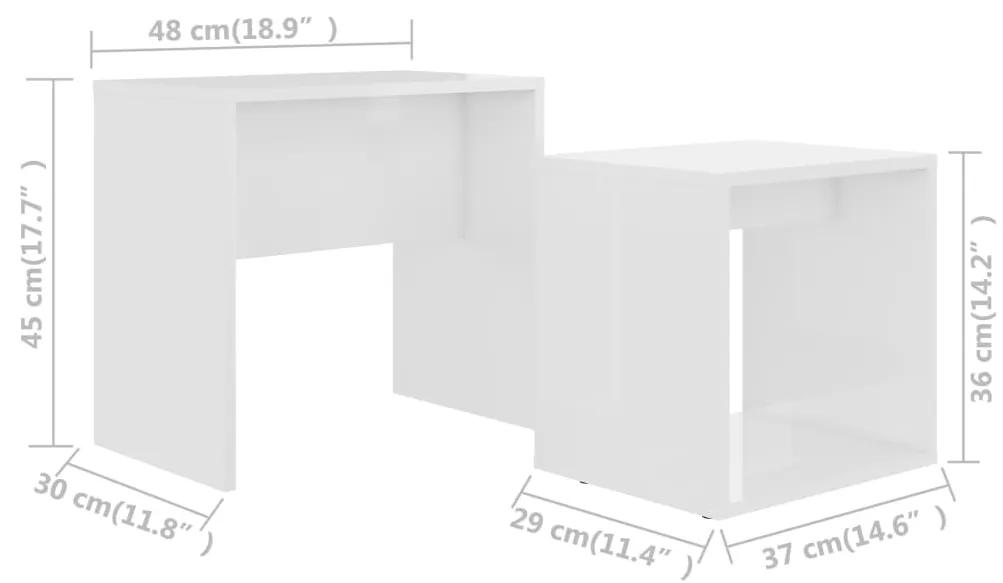 Conjunto de 2 Mesas de Centro Late - Branco Brilhante - Design Nórdico