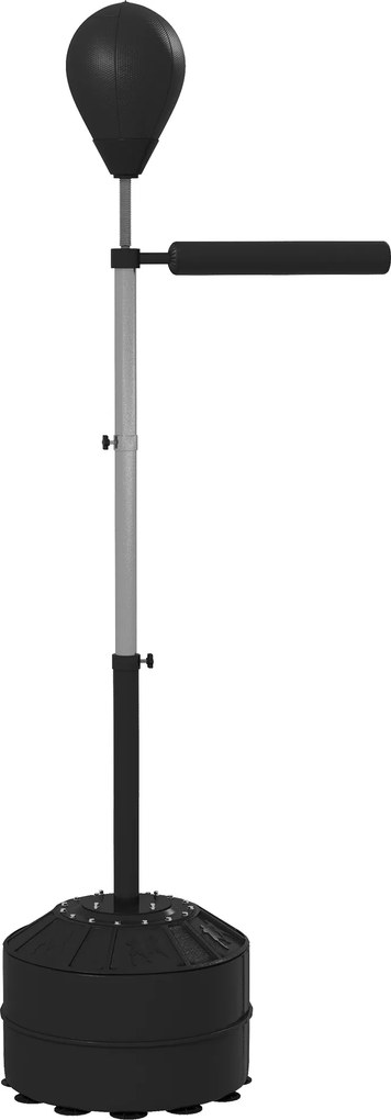 Saco de boxe com suporte, regulável em altura de 160 a 205 cm, com bomba incluída, enchível com areia ou água, preto