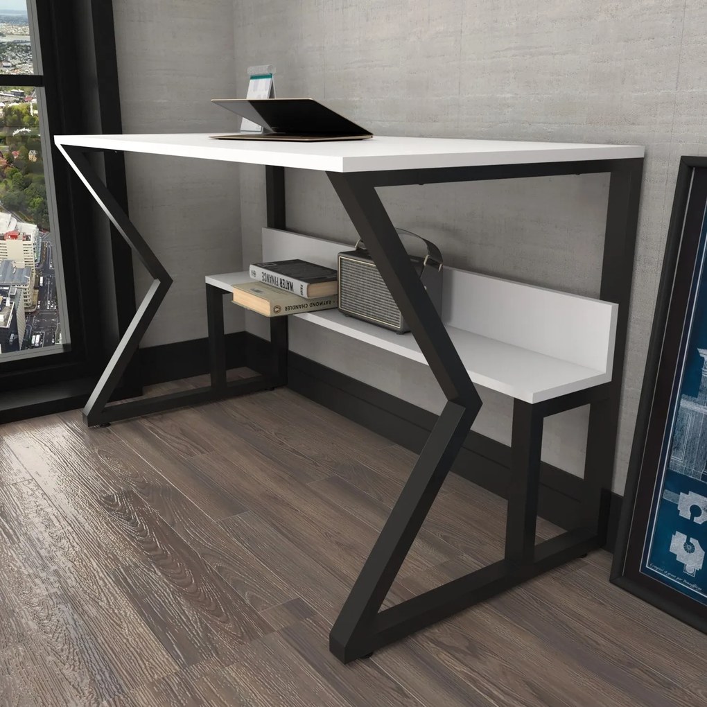 Secretária Wake – Preto e Branco – 120 cm x 72,8 cm x 60 cm