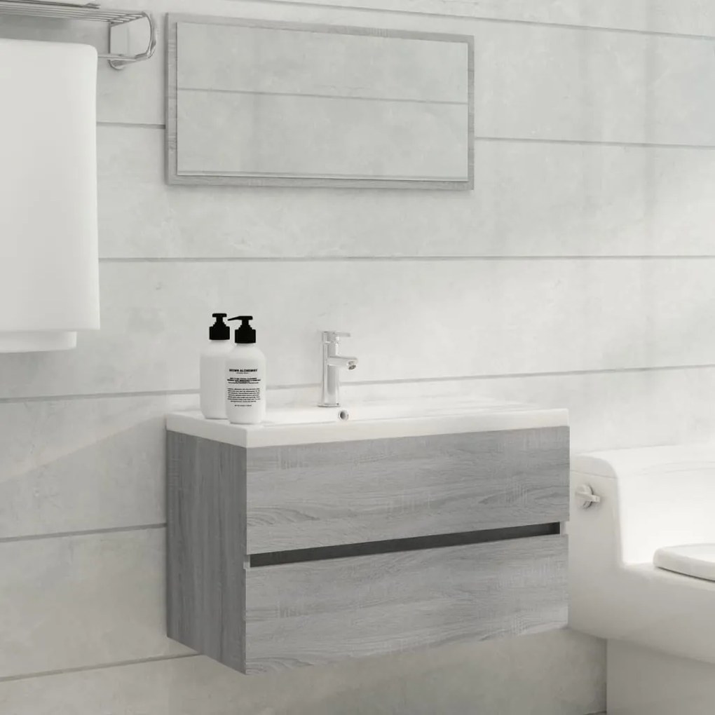 vidaXL 2 pcs conjunto móveis WC derivados de madeira sonoma cinza