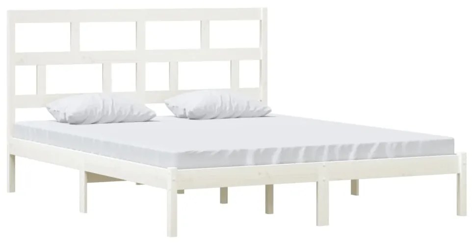 Estrutura de cama 160x200 cm madeira de pinho maciça branco