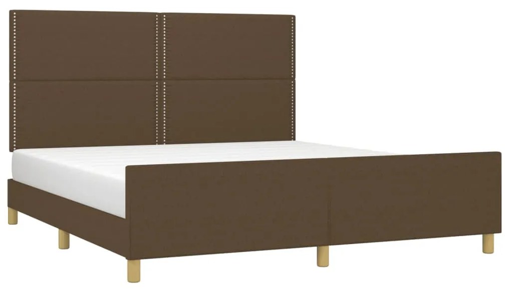 Estrutura de cama sem colchão 180x200 cm tecido castanho-escuro