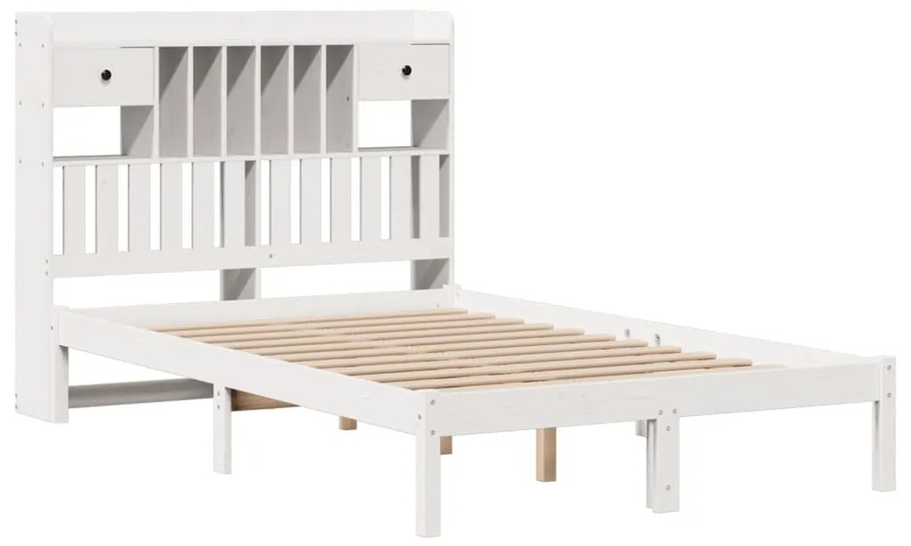 Cama com estante sem colchão 120x200 cm pinho maciço branco