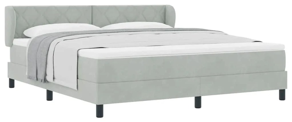 Cama Box com Colchão vidaXL Cinza Claro 180x200 cm em Veludo