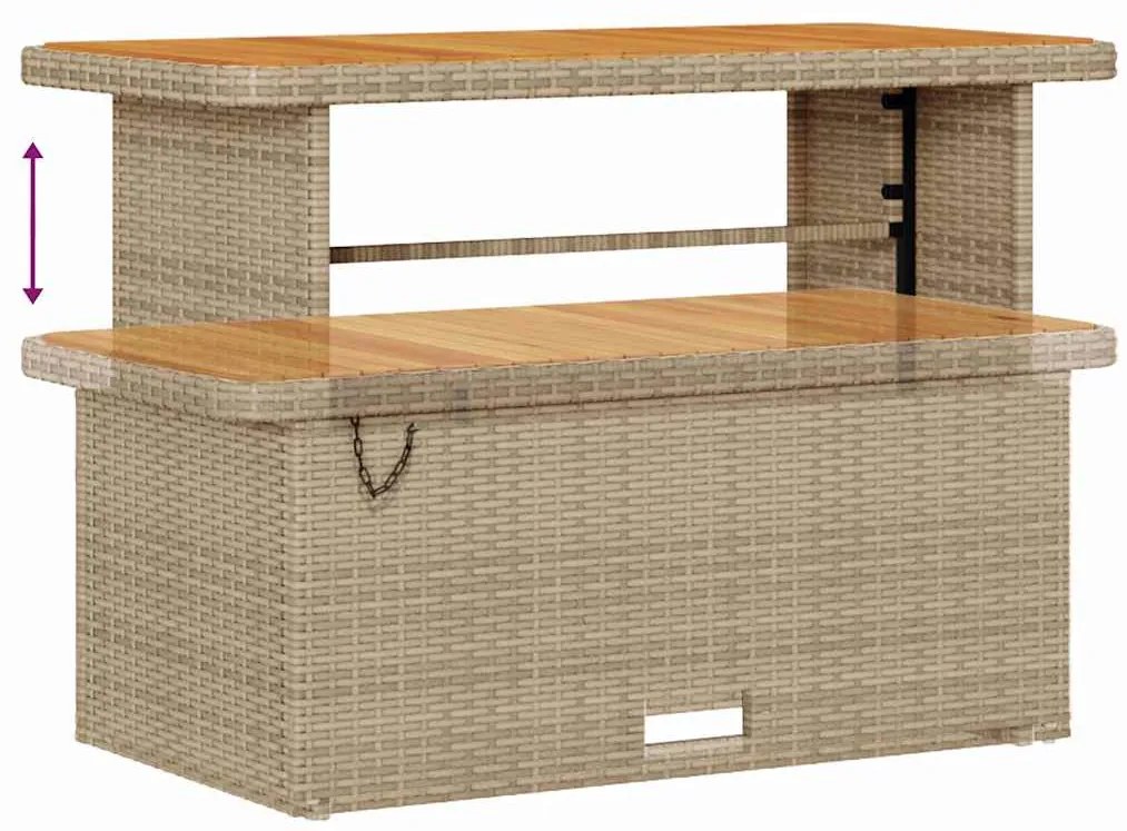 Conjunto de Sofás para Jardim com Almofadas Bege Rattan, feito de Acác