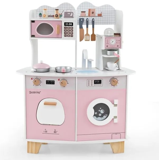 Conjunto de cozinha infantil de faz de conta com gaveta de tecido e quadros para rabiscos - branco