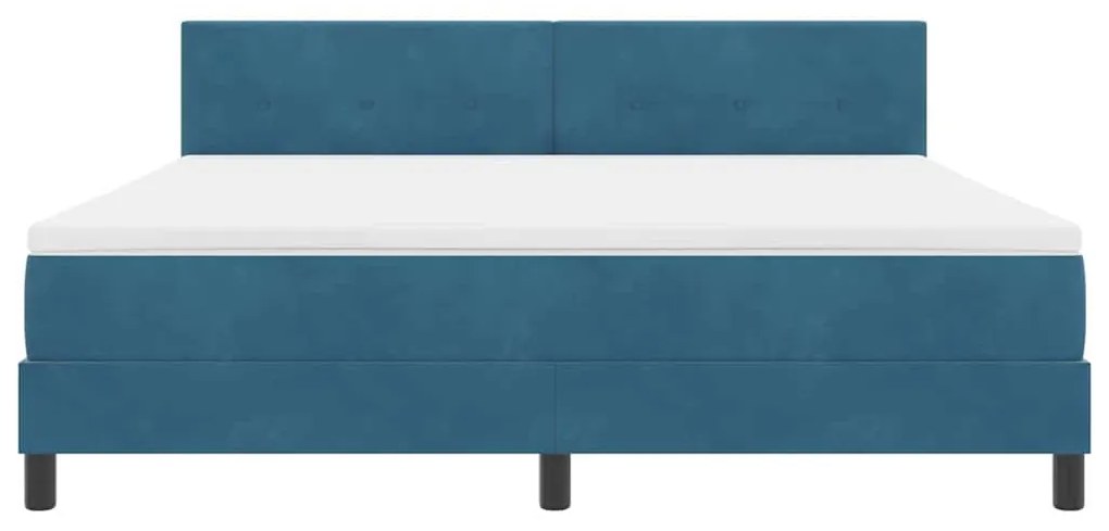 Cama Box Spring vidaXL com Colchão e LED Azul Escuro 180x200 cm Veludo