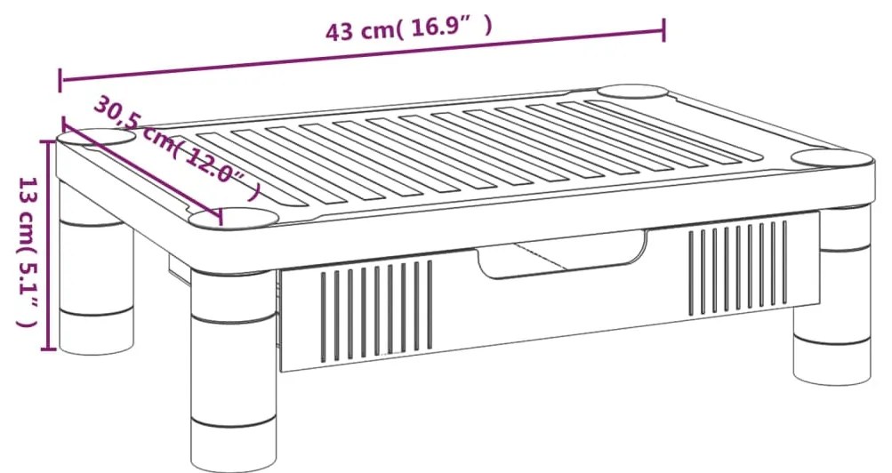 Suporte para monitor 43x30,5x13 cm preto
