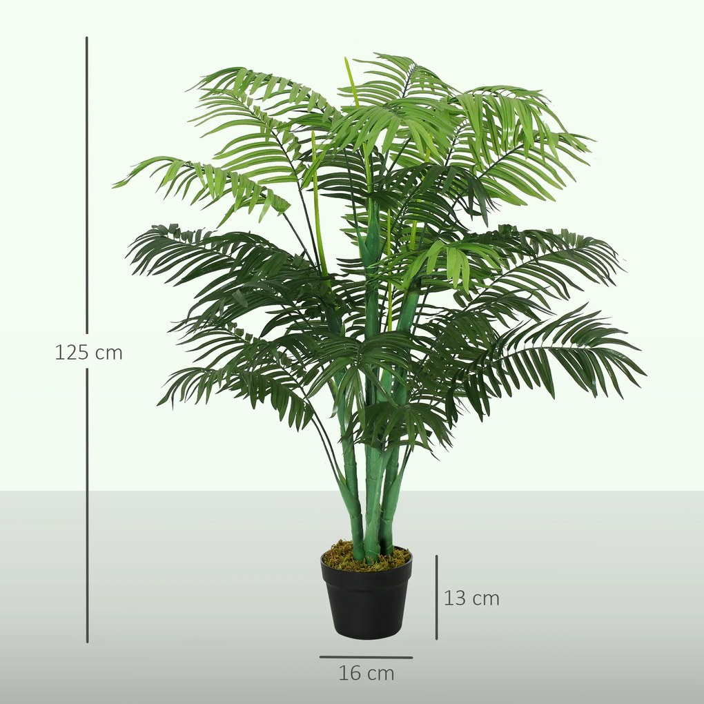Palmeira Artificial, 16 x 16 x 125 cm, 18 Folhas Grandes, Verde