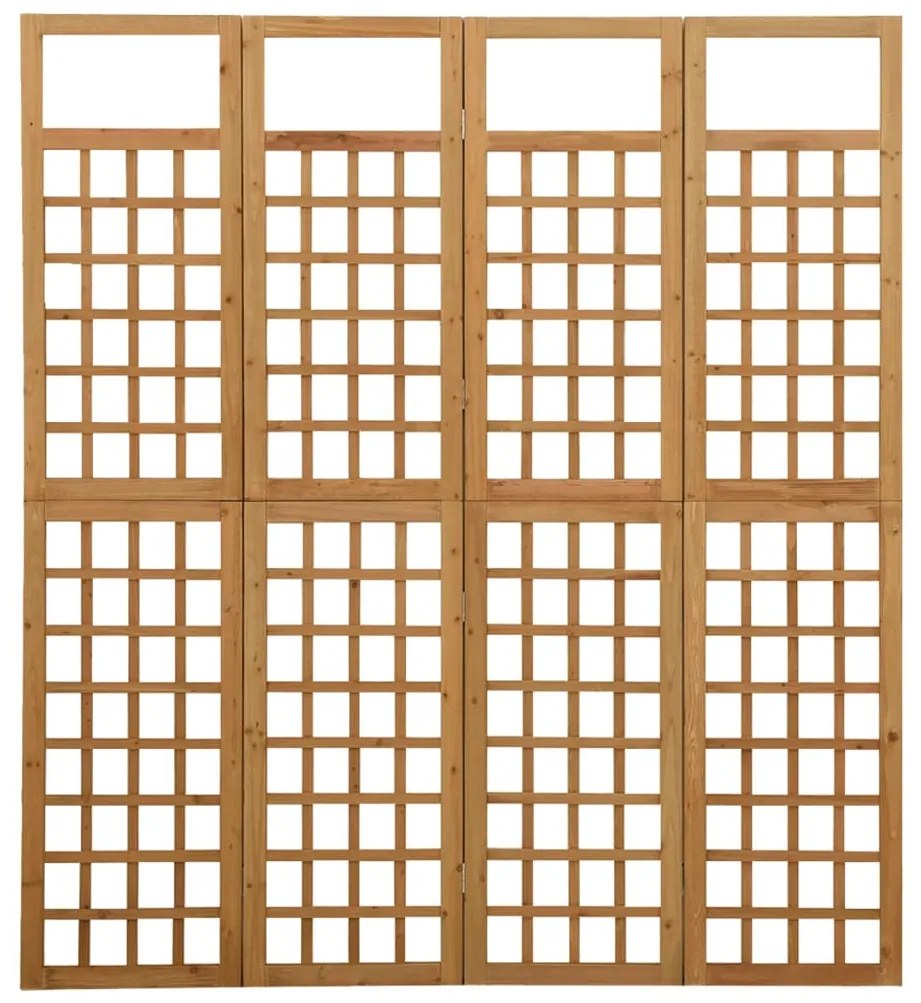 Biombo/treliça 4 painéis madeira de abeto maciça 161x180 cm