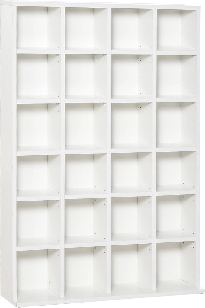 Móvel multimédia com capacidade para 456 CDs/336 DVDs - estante de madeira com prateleiras ajustáveis, 89 x 130,5 cm, branco