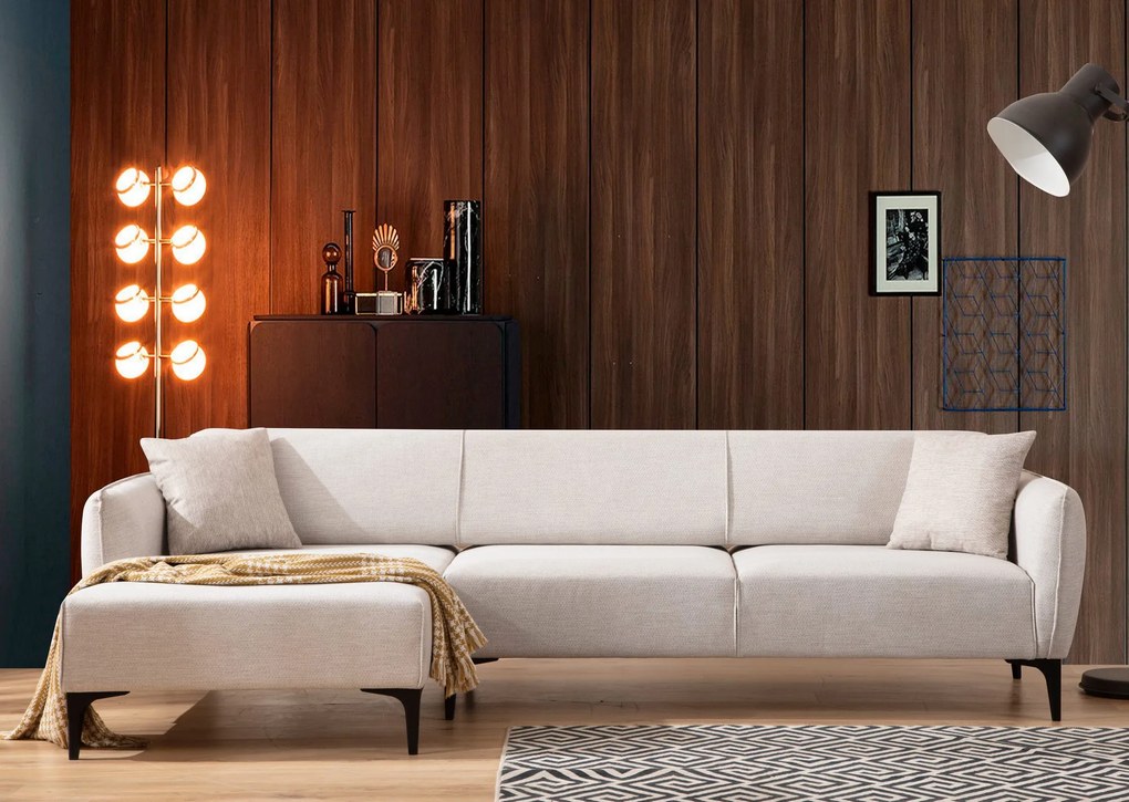 Sofá "Belissimo" Chaise Longue de 3 Lugares – Branco – 270x140x95 cm –