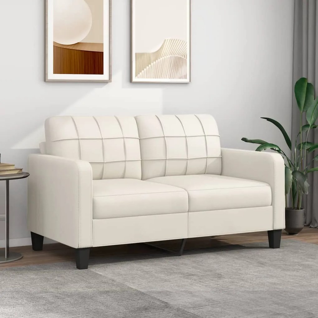 vidaXL Sofá de 2 lugares 140 cm couro artificial cor creme