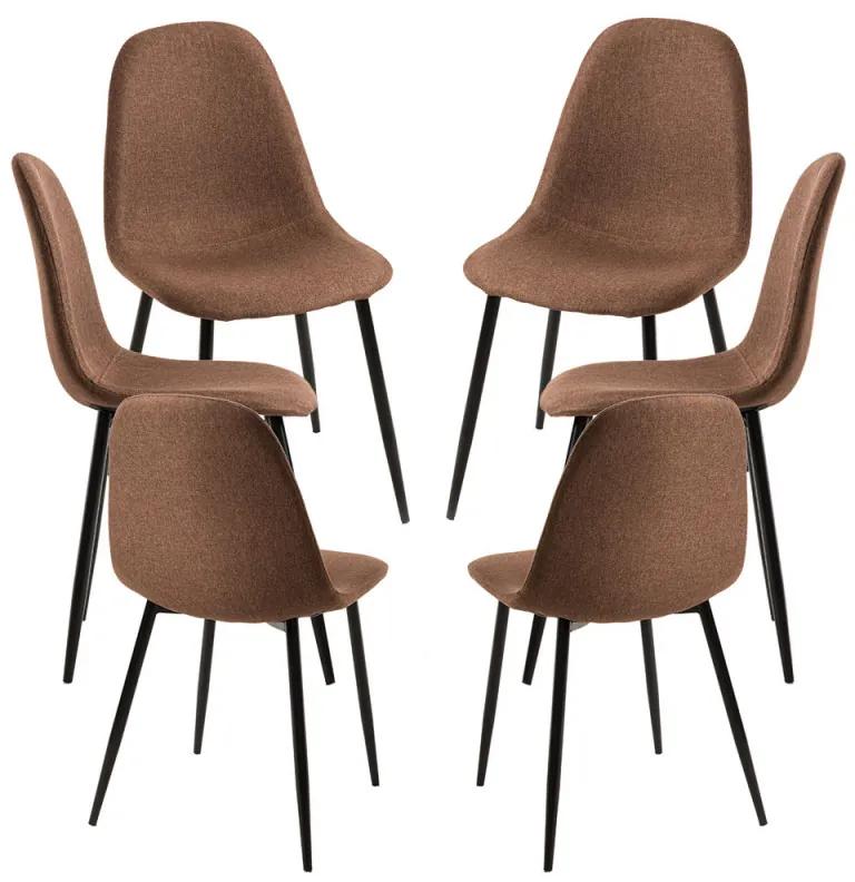 Pack 6 Cadeiras Teok Black Tecido - Marrom