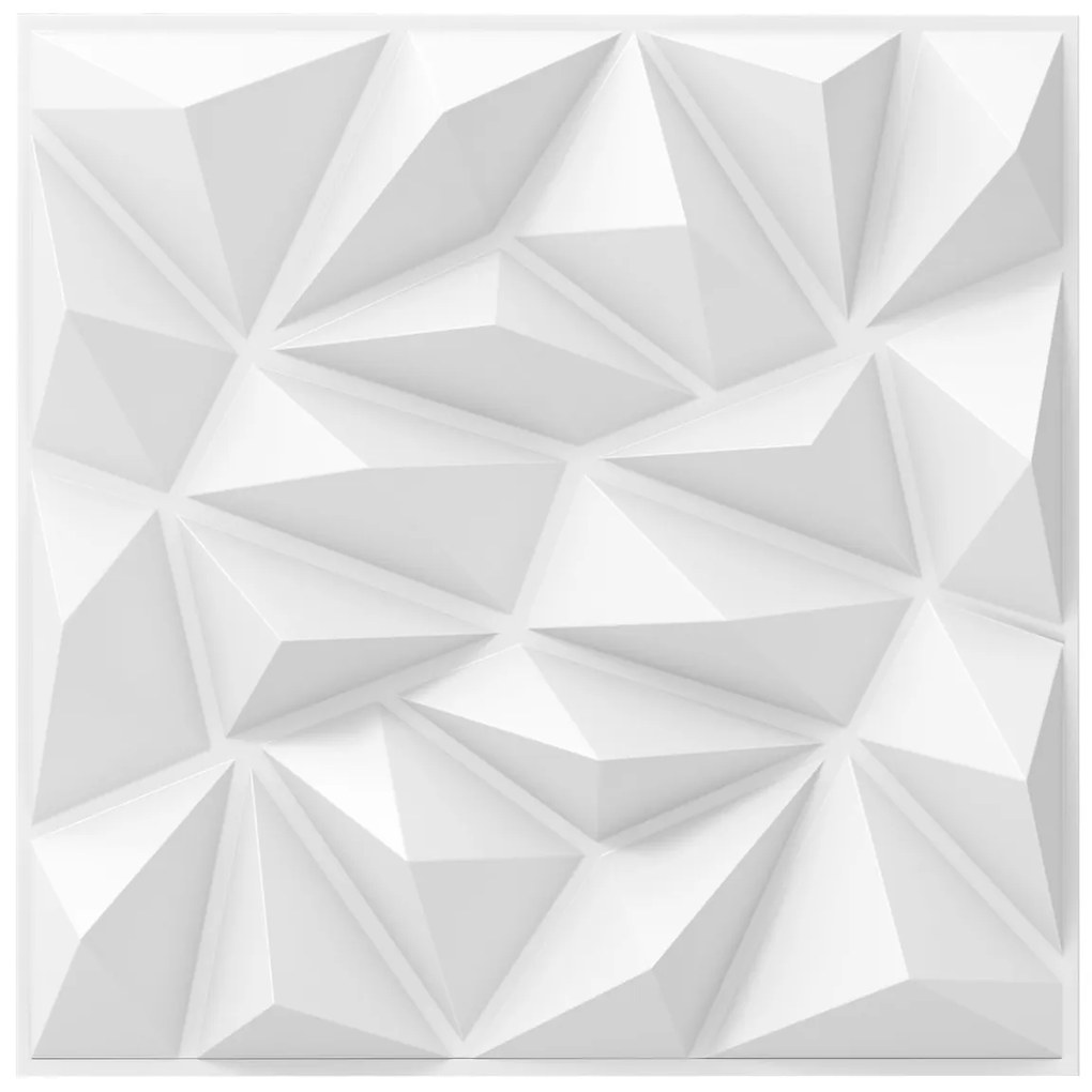 Conjunto de 20 painéis de parede 3D em forma de losango para sala de estar, quarto 50 x 50 x 5,5 cm branco