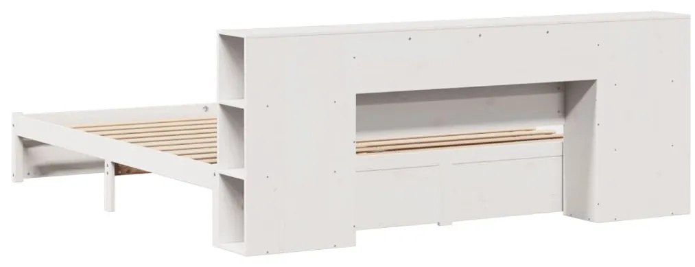 Cama com estante sem colchão 180x200 cm pinho maciço branco