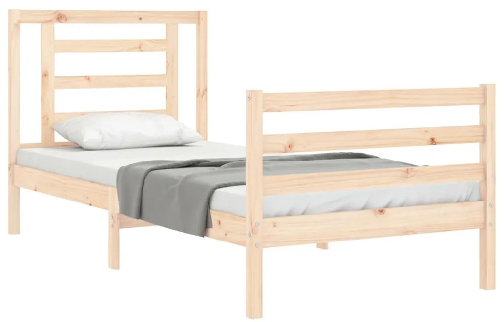 Estrutura de cama com cabeceira 90x200 cm madeira maciça