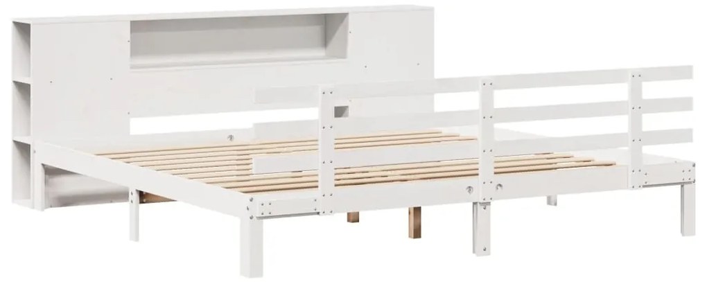 Cama com estante sem colchão 180x200 cm pinho maciço branco
