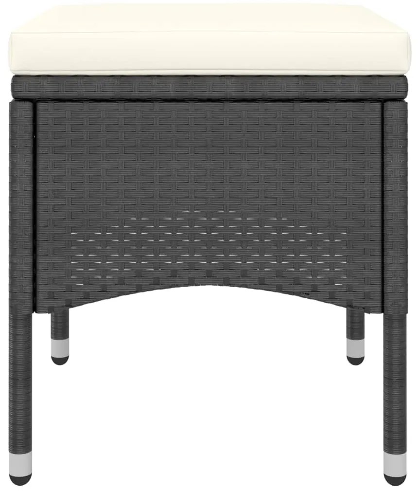 4 pcs conjunto de cadeiras e bancos de jardim vime PE preto