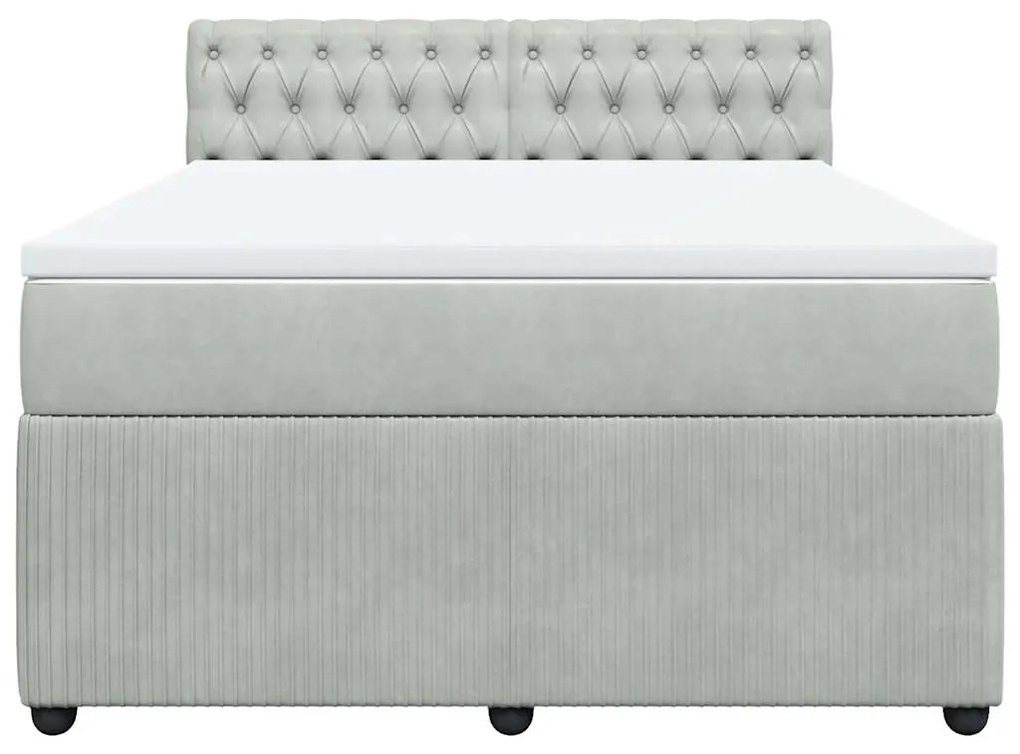 Cama com molas/colchão 140x190 cm veludo cinzento-claro