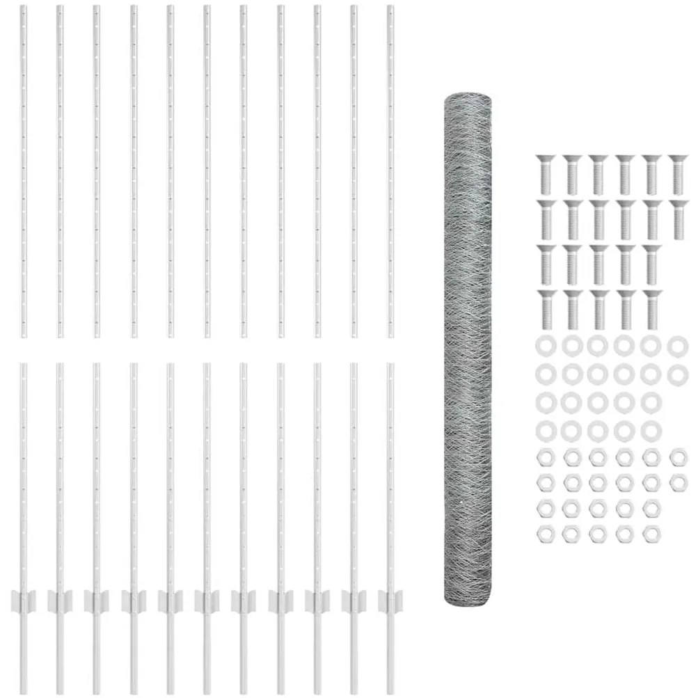 Postes de Cerca vidaXL 22 pcs U-Channel 160 cm Aço Galvanizado