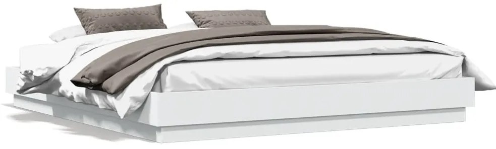 Estrutura de cama com luzes LED 200x200 cm branco