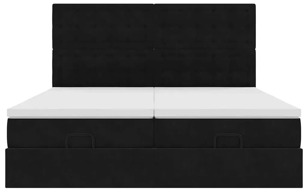 Estrutura de cama otomana com colchões 160x200 cm veludo preto