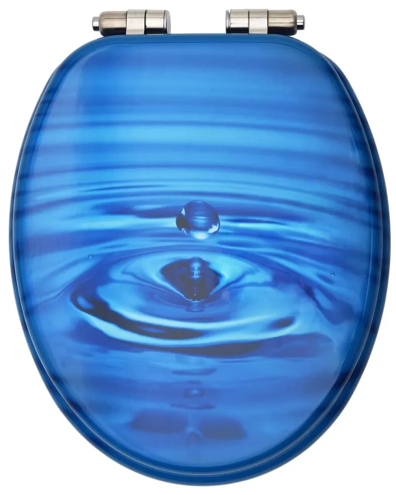 Assento sanita c/ tampa fecho suave MDF design gotas água azul