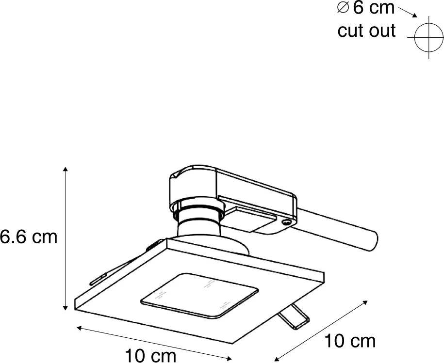 Conjunto de 6 focos embutidos modernos brancos quadrados IP44 - Qure