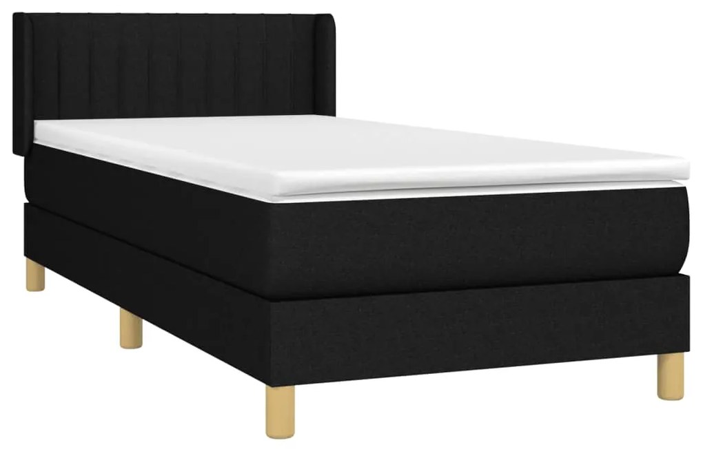 Cama com molas/colchão 90x190 cm tecido preto