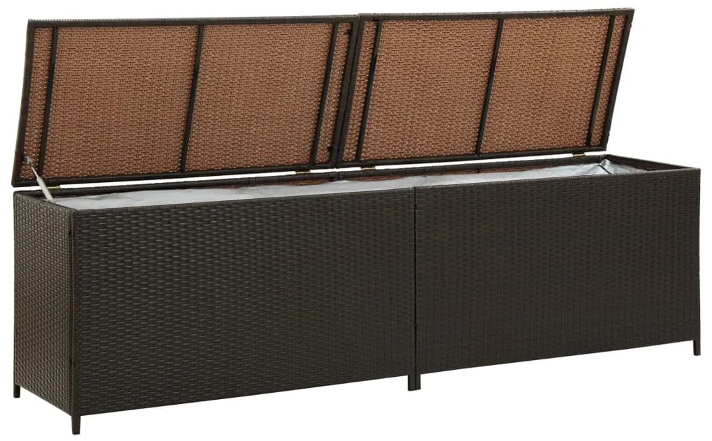 Caixa de arrumação para jardim 200x50x60 cm vime PE castanho