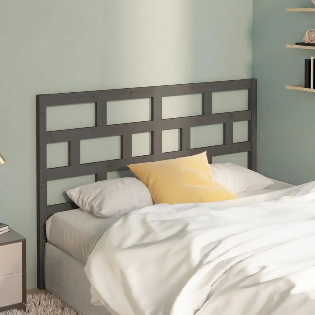 vidaXL Cabeceira de cama 156x4x100 cm pinho maciço cinzento