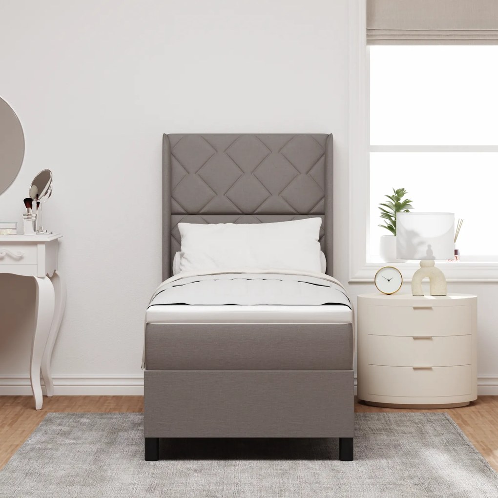 Cama Box com Colchão vidaXL Taupe 80x200 cm Tecido
