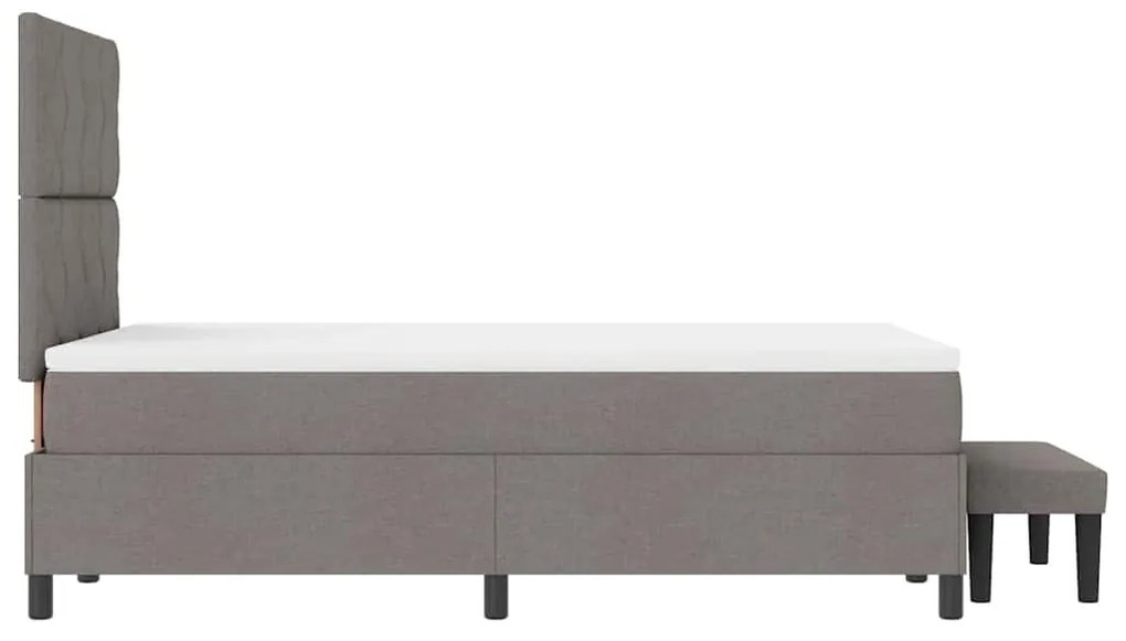Cama Box Spring com Colchão e Banco Taupe 120x200 cm Tecido