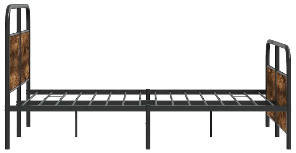 Estrutura de cama sem colchão 140x190 cm metal carvalho fumado