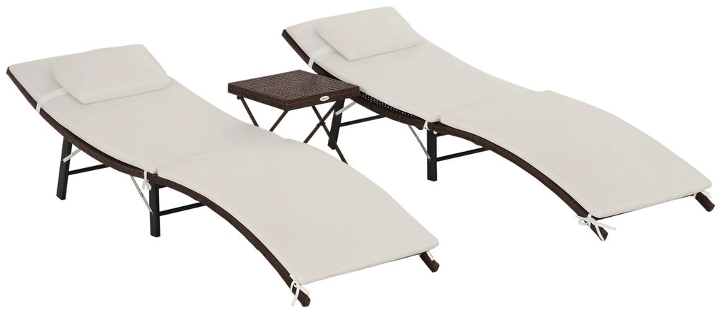 2 espreguiçadeiras 196x61x53cm com mesa de centro 40x40x40cm dobrável