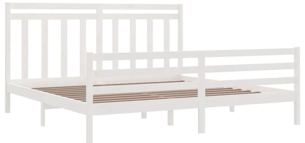 Estrutura de cama 200x200 cm madeira maciça branco